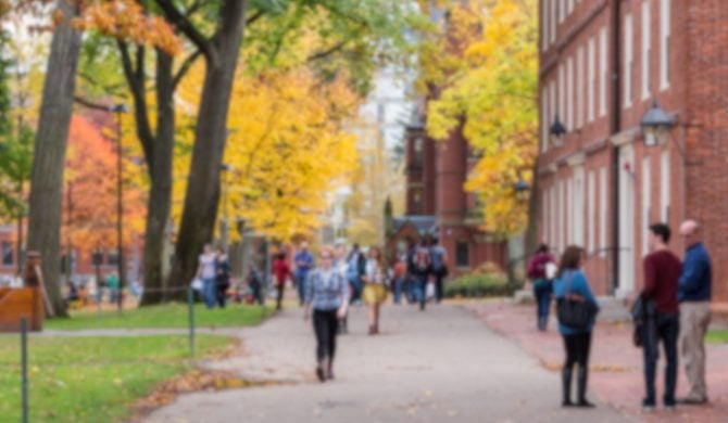 campus with students
